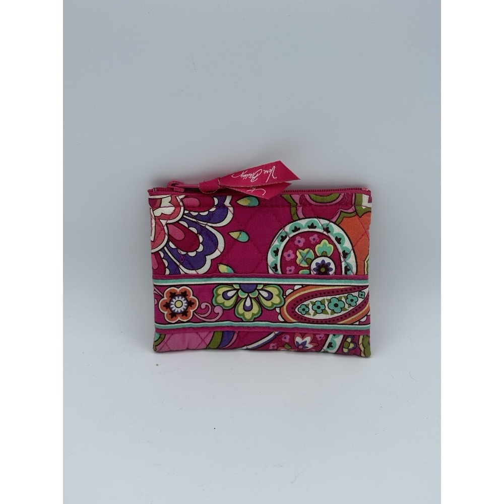 Vera Bradley Pink Swirls Zipper Pouch Wallet Quilted Floral Paisley Retired